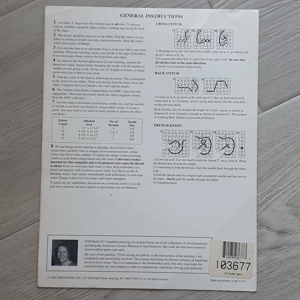 Dimensions Toni‎ Baley Rose Carousel Cross Stitch Pattern Leaflet 227 Vintage